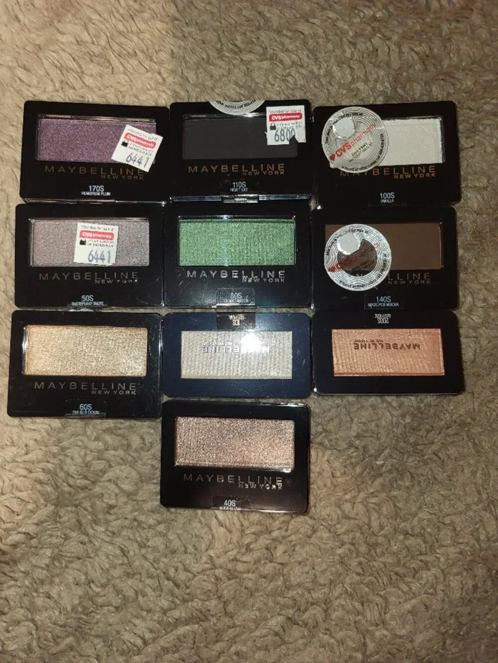 Maybelline Eyeshadow Singles 10 Total New Unopened